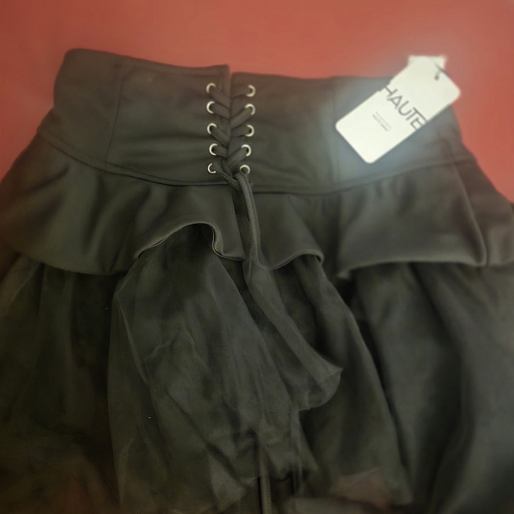 Black Lace-Up Women's Skirt